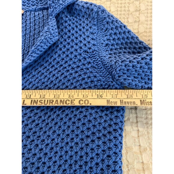 J. Jill Cardigan Blue Cotton Blend Collared Button Down Front Pockets Size Small - Picture 2 of 11